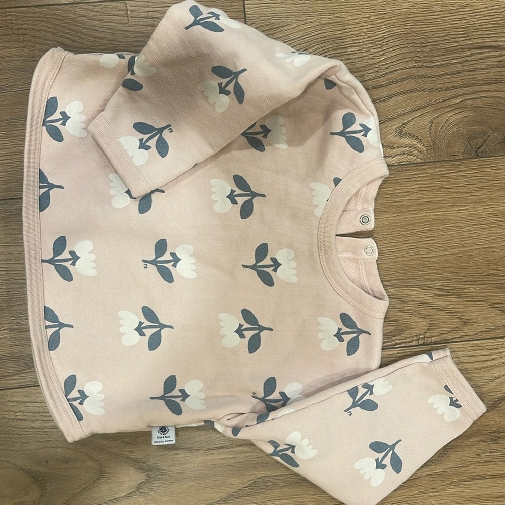 Petit Bateau Sweat Baby Flowers-tulip Pink 90